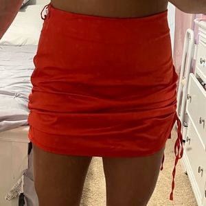Silk Red Mini Skirt